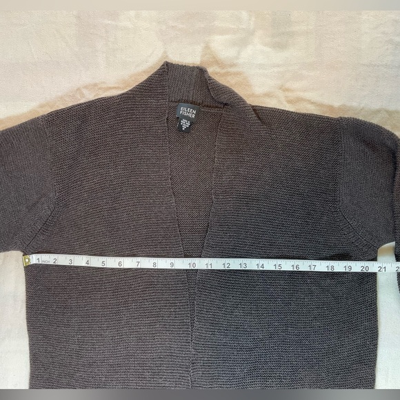 Vintage Eileen Fisher 100% Wool Rib Knit Open Front Cardigan - Picture 3 of 11